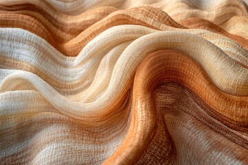 Poster - Soft, flowing fabric in ombre shades of beige and brown, creating elegant, wavy texture.