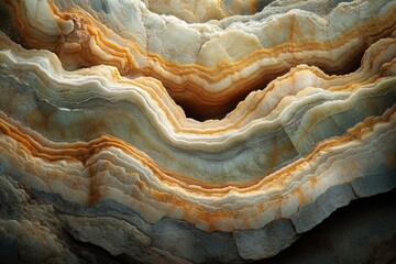 Poster - Striking layered rock formation, showcasing vibrant hues of orange, beige, and gray in a captivating natural pattern.