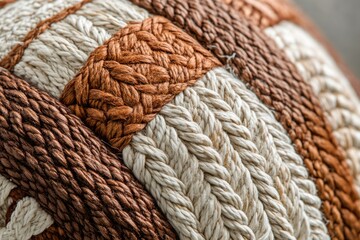 Aufkleber - Close-up of intricately woven, textured fabric in beige and brown hues.