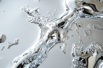Aufkleber - Abstract close-up of liquid metal, showcasing its reflective and textured surface with intricate patterns.
