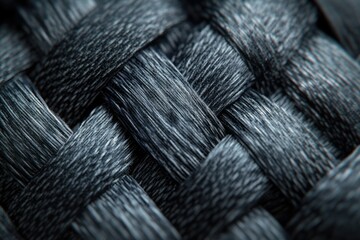 Poster - Close-up of a dark grey woven fabric texture, showing intricate details of the weave.