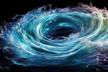 Poster - A mesmerizing swirling vortex of ocean water, teal and blue hues dominate, creating a breathtaking spectacle.