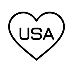 Wall Mural - usa heart vector graphic united states of america love symbol patriotic american outline design elem