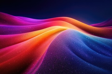 Leinwandbilder - Abstract vibrant colorful wavy landscape with glittering texture, digital art.
