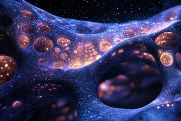 Leinwandbilder - A mesmerizing cosmic abstract, a network of glowing nebulae and starry voids.