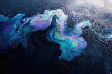 Poster - Abstract swirling blue and purple paint resembling an ethereal cosmic nebula or ocean depth.