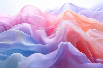 Aufkleber - Soft, pastel-colored chiffon fabric in gentle waves, creating a dreamy aesthetic.