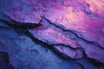 Poster - Abstract image of purple and blue textured rock formations, showcasing natural beauty and intricate details.