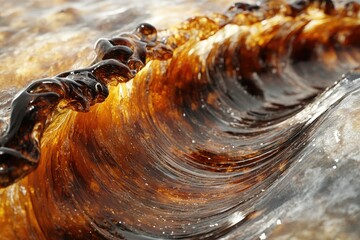 Poster - Amber wave frozen in time, capturing the essence of movement and fluid dynamics with rich, warm tones.