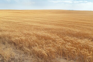 Poster - Golden wheat field under a partly cloudy sky, ripe for harvest.