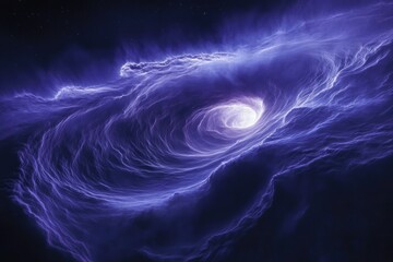 a swirling vortex of purple energy in space, resembling a cosmic maelstrom with a bright core.