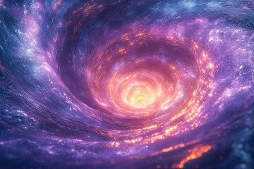 Aufkleber - A mesmerizing cosmic vortex swirls with vibrant purple and orange hues, creating a stunning visual of galactic energy.