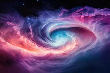 Aufkleber - A swirling cosmic nebula in vibrant hues of pink, purple, and blue, resembling a celestial vortex.