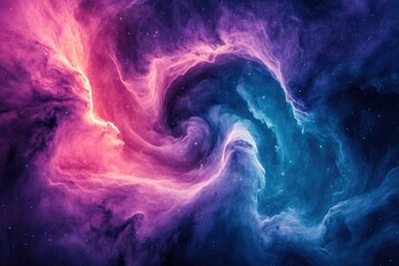 Aufkleber - A swirling cosmic nebula in vibrant pink and blue hues, depicting stellar dust and gas clouds in space.