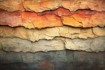 Leinwandbilder - Layered rock formation showcasing diverse colors and textures, a geological masterpiece.
