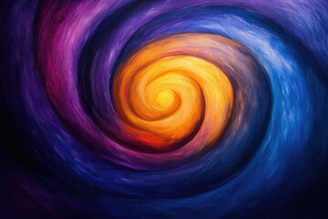 Aufkleber - Abstract swirling vortex painting with vibrant colors, depicting a cosmic or spiritual journey.