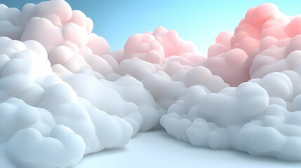 Wall Mural - pastel pink and white cloudscape digital art