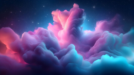 Wall Mural - Pink Blue Purple Nebula Cosmic Clouds Animated Background