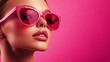© Harry - Stylish Woman Pink Sunglasses Fashion Beauty Portrait Summer Makeup Glamour Model Girl Trendy Vibrant Radiant Attractive Closeup Beauty Shot Perfect