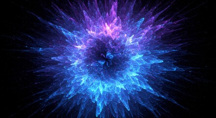 Wall Mural - celestial burst of light and color - vibrant blue and purple energy explosion, abstract cosmic artwo