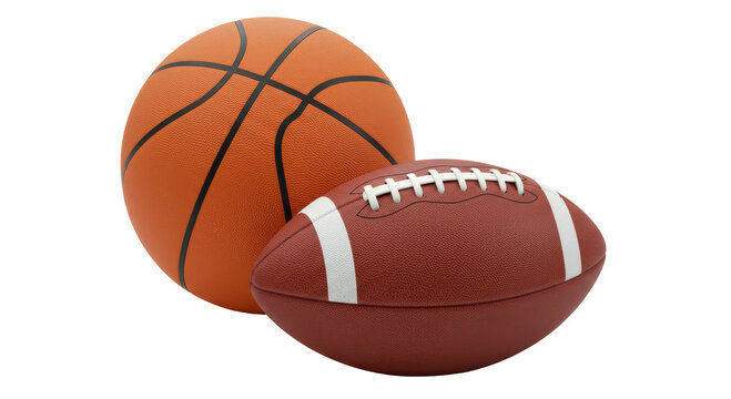 Isolated Basketball and Football Sporting Goods
