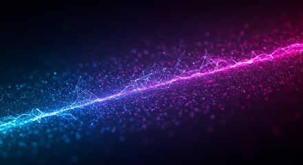 Wall Mural - flow: innovation and technology - abstract stream, glowing particles, network connections, data flow