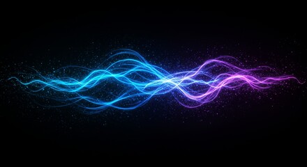 Wall Mural - glowing blue purple light trails abstract design - futuristic energy, flowing light, vibrant colors,