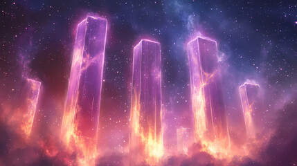 Wall Mural - cosmic pillars nebula, space, stars, dust, gas, light, astronomy, background, education. nebula colu