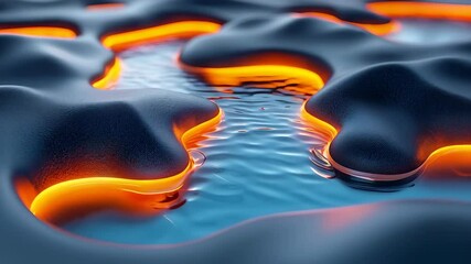 Wall Mural - A close-up of flowing lava-like textures and water, creating a vibrant and colorful interaction between the two elements.