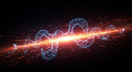 Wall Mural - wave energy transmission - abstract energy flow, data stream, network connection, technology innovat