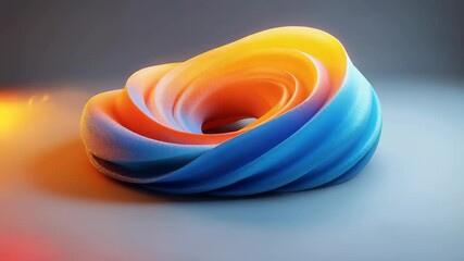 Wall Mural - A swirling abstract form featuring vibrant orange and blue colors with a smooth texture, creating a captivating modern design.