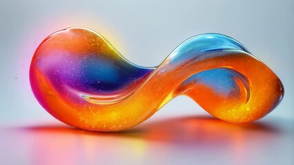 Wall Mural - A vibrant, flowing abstract shape featuring fluid colors of orange, blue, and purple, creating a modern aesthetic.