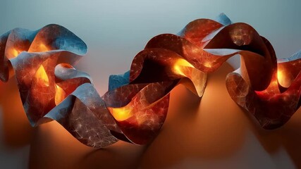 Wall Mural - A dynamic, abstract sculpture with flowing curves and glowing elements in warm tones, emphasizing both movement and modern design.