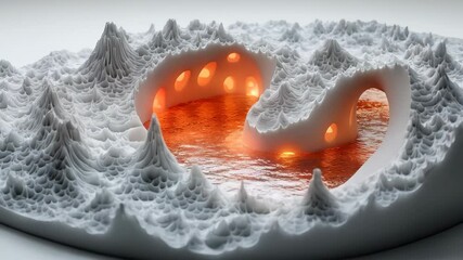 Wall Mural - An abstract 3D landscape featuring textured hills and glowing elements, resembling a surreal natural scene.