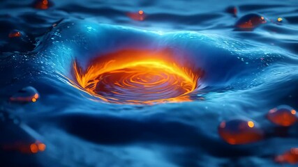 Wall Mural - A captivating whirlpool of orange and blue colors creating a mesmerizing visual effect in the water.
