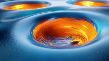 Wall Mural - Abstract design featuring swirling blue and orange elements in circular formations.