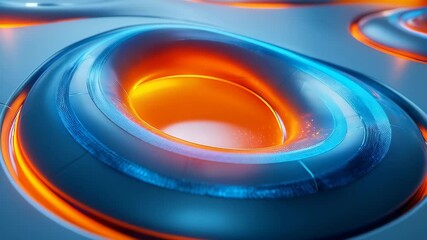 Wall Mural - A vibrant abstract design featuring rounded shapes with orange and blue textures, creating a modern backdrop.
