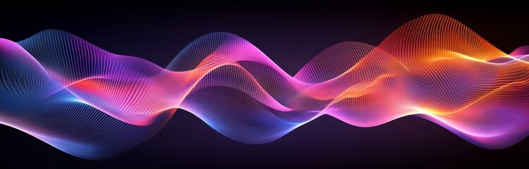 Wall Mural - a captivating background is formed by glowing neon lines in pink and blue hues, arranged in speedy w