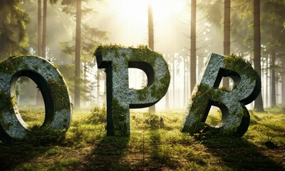 Wall Mural - large stone letters 