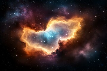 Wall Mural - colorful nebula with a heart shape in the center