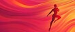 © Fernando - Silhouette of athletic woman running on vibrant red and orange abstract background Concept of fitness, energy, and motion