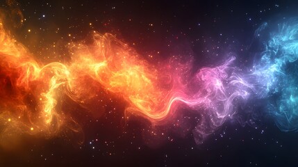 Leinwandbilder - A colorful nebula dances across the cosmos, transitioning from fiery orange to cool blue, showcasing the universe's vast beauty and dynamic energy. Abstract Medical Pain