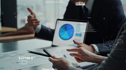 Poster - Group of business people meeting and statistical data concept