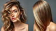 © Hector - Hair transformation concept with split view of frizzy and sleek smooth styles for beauty and style inspiration