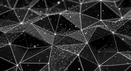 Wall Mural - abstract polygonal network with dotted surface and glowing connections background