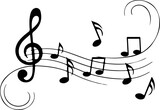 Add an old-fashioned gramophone in the corner, with music notes flowing out of the horn and blending into the background.