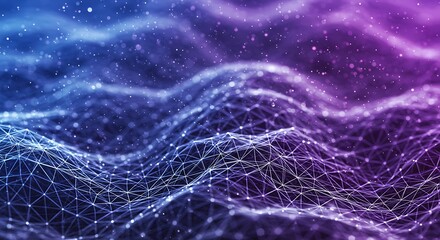 Wall Mural - abstract network visualization with connecting lines and nodes in blue and purple