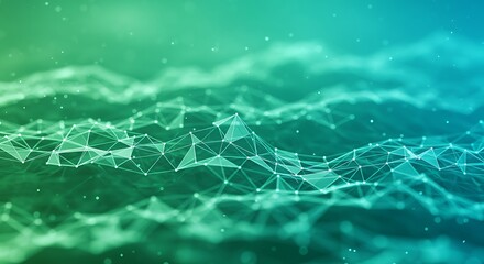Wall Mural - abstract network plexus background with connected dots and lines in green