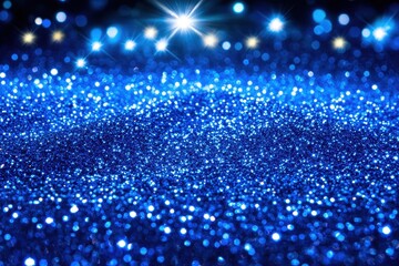Wall Mural - Deep blue glitter sparkles form a dazzling backdrop.