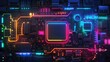 © aiora.std - A vibrant and intricate close-up of a futuristic circuit board showcasing colorful neon pathways and a central processor, symbolizing advanced technology and innovation in digital environments